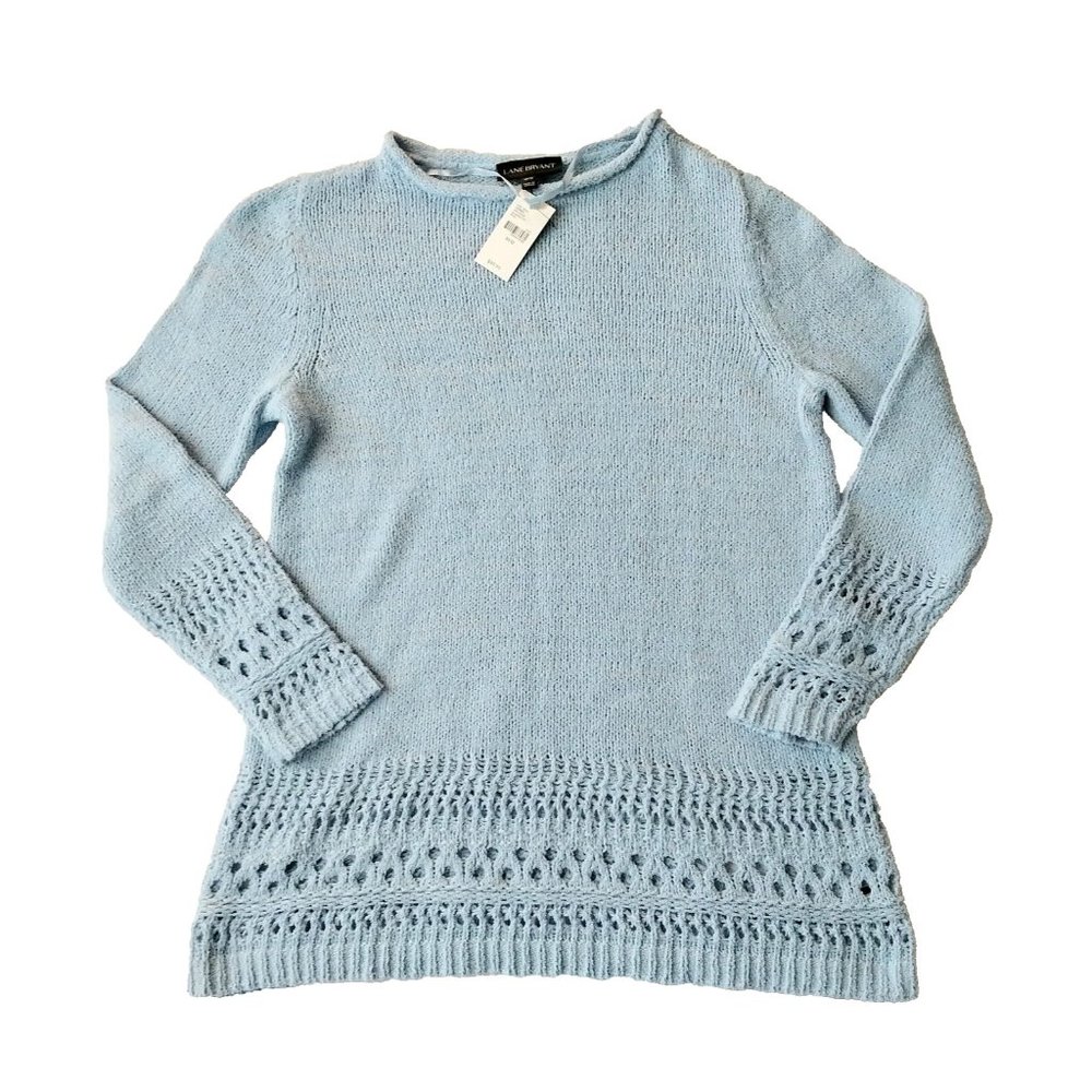 Lane Bryant Women's Knit Sweater Blue Round Neck 10/12 - Picture 1 of 4